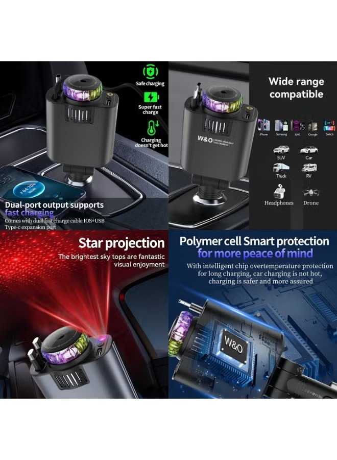 5 in 1 car charger with led lights